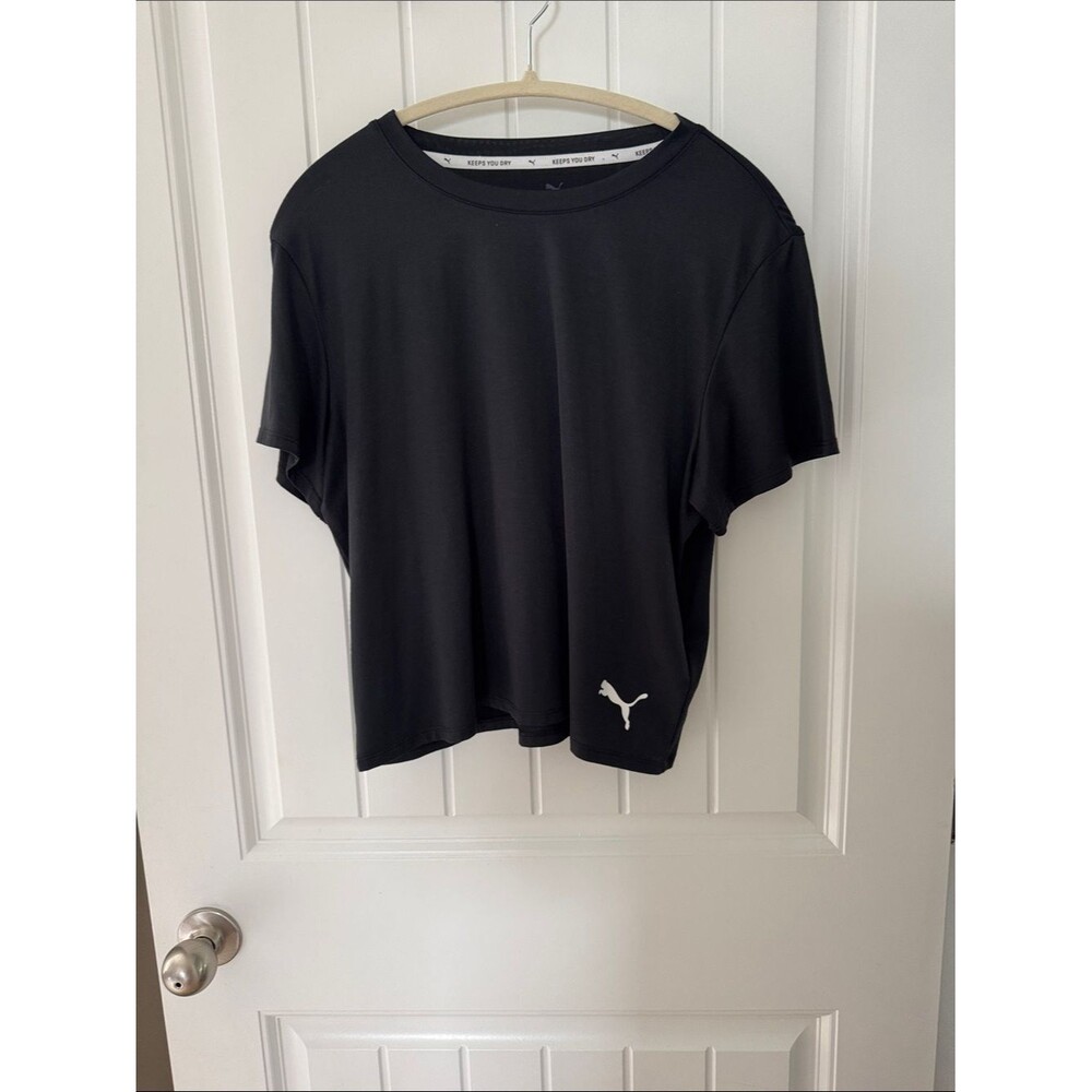 Puma Black Short Sleeve Performance Tee with White Logo
